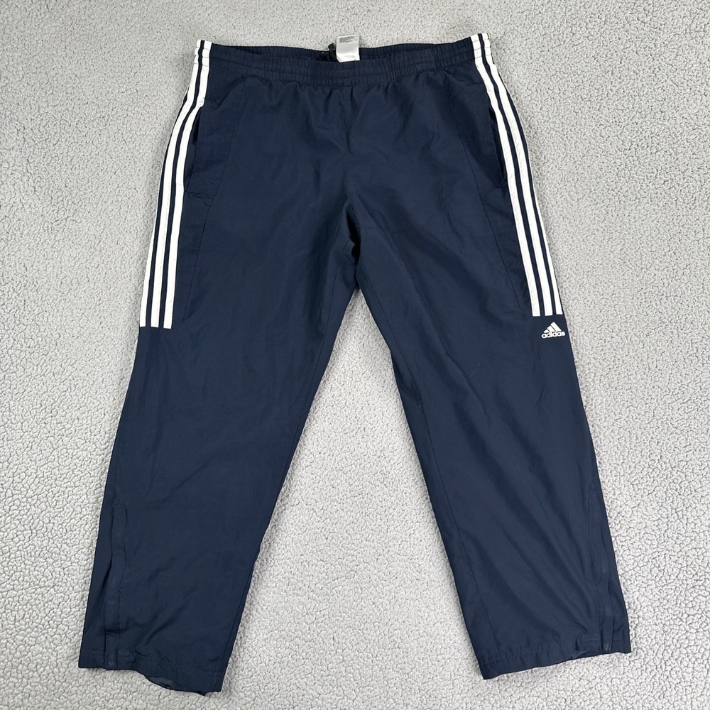 Adidas Mesh Lined Track Pants Men Medium Blue Ankle Zip Windbreaker Logo